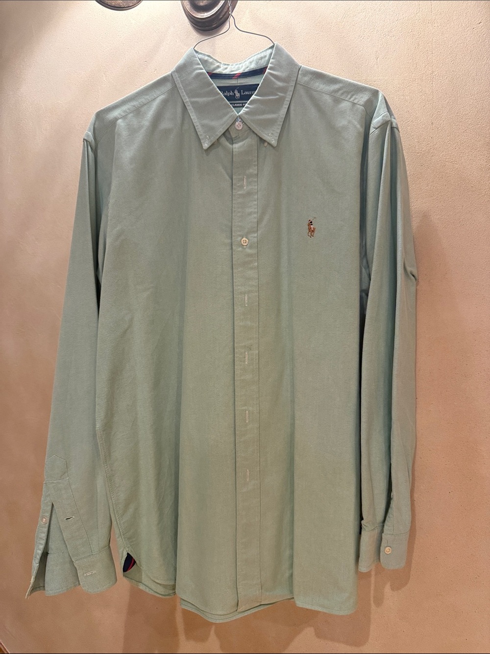 Ralph Lauren Men's Mint Green Long-Sleeve Button-Down Shirt